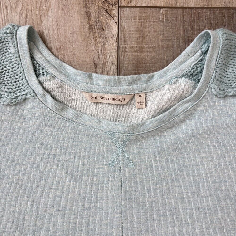 Soft Surroundings Womens Crochet Boho Tunic Top Size XL Blue Coastal Casual Cozy - Picture 2 of 11